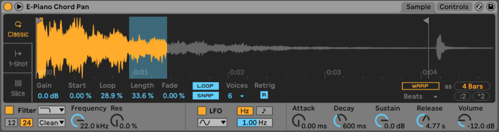 Ableton Simpler in Classic Mode