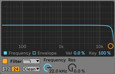 Filter controls in Ableton Simpler