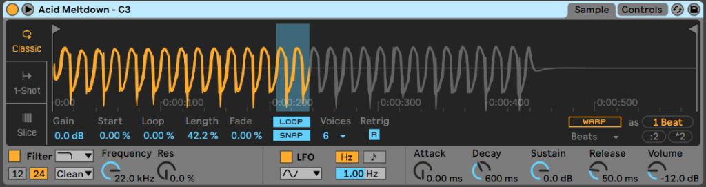 Looping audio in Simpler's wav view
