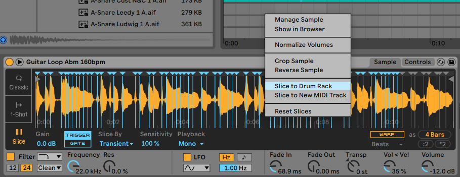 Slice Ableton Simpler audio to a Drum Rack
