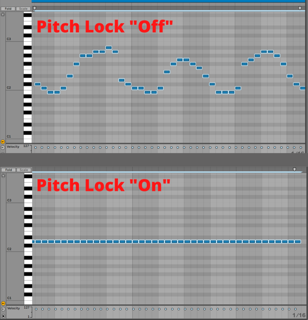 Pitch lock settings in the new Ableton update